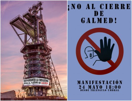 Reparto de octavillas y comunicados de informacion para la manifestacion del dia 24 por trabajadores de ThyssenKrupp Galmed  