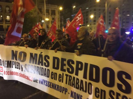 El pasado jueves 17 de noviembre, se celebró la manifestación en Madrid contra los despidos en OTIS y el Sector de la Elevación y por unas condiciones de trabajo dignas en el sector  